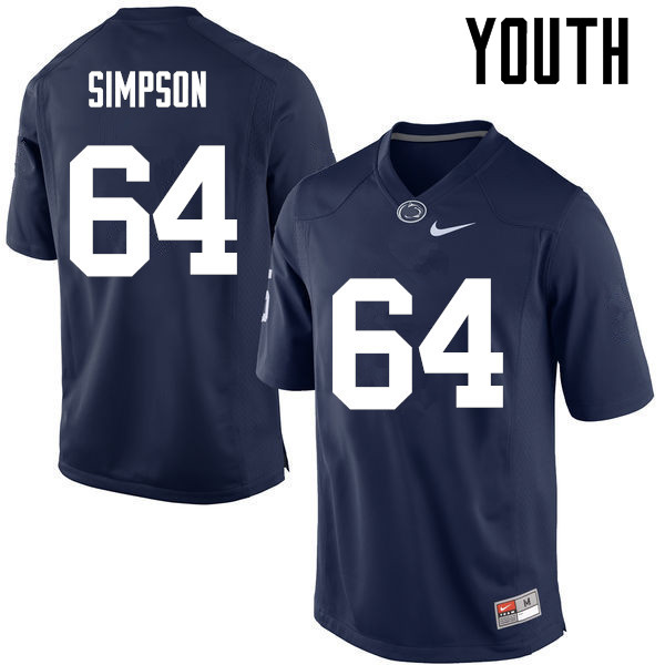 NCAA Nike Youth Penn State Nittany Lions Zach Simpson #64 College Football Authentic Navy Stitched Jersey QPC5398NT